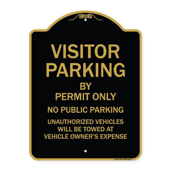 Designer Series-Visitor Parking By Permit Only No Public Parking Sign, 24" x 18", BG-1824-9871